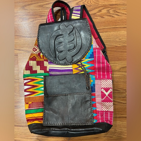 Hand Crafted Handbags - Authentic handmade Kente cloth backpack